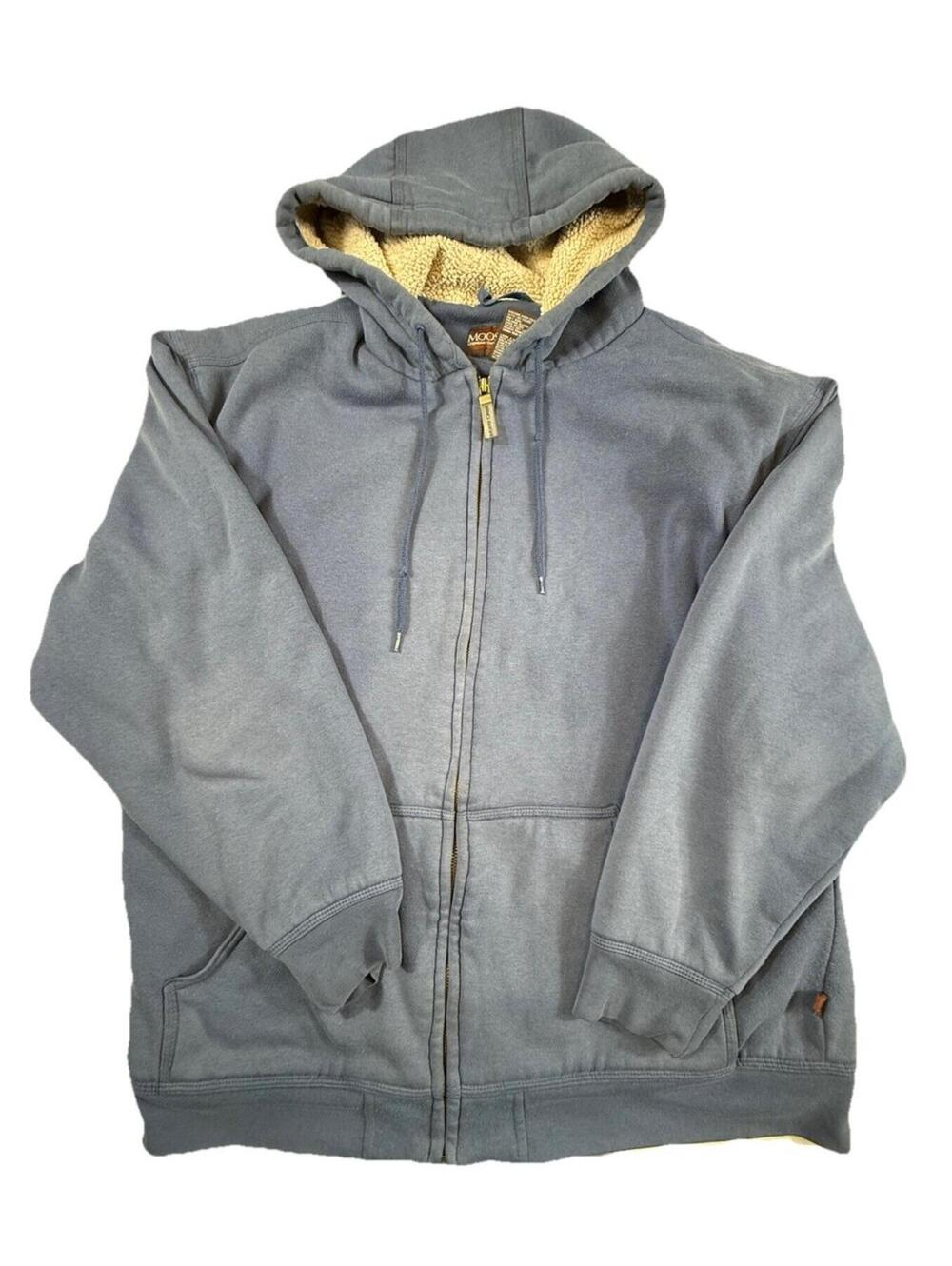 Moose Creek Fleece Full Zip Hoodie Blue Hooded Pockets XL Men